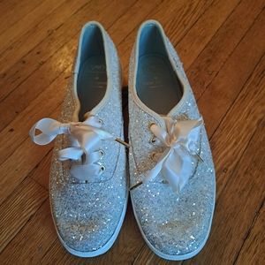 Kate Spade Keds White Glitter Size 6
